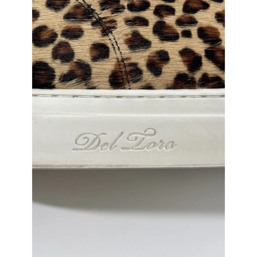 Del Toro Chukka Sneaker Shoes Mens Size 9 Brown Leather Leopard Print Made Italy